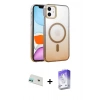 MARSİLYAN™- iPhone 12 Kılıf Ahenk Doku Özel Seri - Siyah Bilvis 5in1 3D Magic Cam Ekran Koruyucu + Rainbow Kamera Lens Koruma Cam - YL