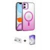 MARSİLYAN™- iPhone 12 Kılıf Ahenk Doku Özel Seri - Siyah Bilvis 5in1 3D Magic Cam Ekran Koruyucu + Rainbow Kamera Lens Koruma Cam - YL