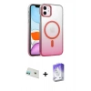 MARSİLYAN™- iPhone 12 Kılıf Ahenk Doku Özel Seri - Siyah Bilvis 5in1 3D Magic Cam Ekran Koruyucu + Rainbow Kamera Lens Koruma Cam - YL