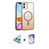 MARSİLYAN™- iPhone 12 Kılıf Ahenk Doku Özel Seri - Siyah Bilvis 5in1 3D Magic Cam Ekran Koruyucu + Raze Metal Kamera Lens - MI
