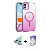 MARSİLYAN™- iPhone 12 Kılıf Ahenk Doku Özel Seri - Siyah Bilvis 5in1 3D Magic Cam Ekran Koruyucu + Raze Metal Kamera Lens - MI