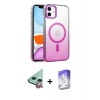 MARSİLYAN™- iPhone 12 Kılıf Ahenk Doku Özel Seri - Siyah Bilvis 5in1 3D Magic Cam Ekran Koruyucu + Raze Metal Kamera Lens - KI