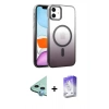 MARSİLYAN™- iPhone 12 Kılıf Ahenk Doku Özel Seri - Siyah Bilvis 5in1 3D Magic Cam Ekran Koruyucu + Raze Metal Kamera Lens - MI