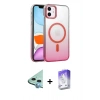 MARSİLYAN™- iPhone 12 Kılıf Ahenk Doku Özel Seri - Siyah Bilvis 5in1 3D Magic Cam Ekran Koruyucu + Raze Metal Kamera Lens - MI