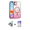 MARSİLYAN™- iPhone 12 Kılıf Ahenk Doku Özel Seri - Siyah Bilvis 5in1 3D Magic Cam Ekran Koruyucu + Raze Metal Kamera Lens - KI