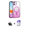 MARSİLYAN™- iPhone 12 Kılıf Ahenk Doku Özel Seri - Siyah Bilvis 5in1 3D Magic Cam Ekran Koruyucu + Kamera Lens Koruma Cam - SF