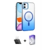 MARSİLYAN™- iPhone 12 Kılıf Ahenk Doku Özel Seri - Siyah Bilvis 5in1 3D Magic Cam Ekran Koruyucu + Kamera Lens Koruma Cam - SF
