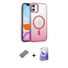 MARSİLYAN™- iPhone 12 Kılıf Ahenk Doku Özel Seri - Siyah Bilvis 5in1 5D Magic Hayalet Cam Ekran Koruyucu + Shine Kamera Lens Koruma Cam - GS