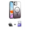 MARSİLYAN™- iPhone 12 Kılıf Ahenk Doku Özel Seri - Siyah Bilvis 5in1 5D Magic Hayalet Cam Ekran Koruyucu + Şeffaf Kamera Lens Koruma Cam