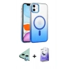 MARSİLYAN™- iPhone 12 Kılıf Ahenk Doku Özel Seri - Siyah Bilvis 5in1 5D Magic Hayalet Cam Ekran Koruyucu + Raze Metal Kamera Lens - MI