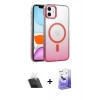 MARSİLYAN™- iPhone 12 Kılıf Ahenk Doku Özel Seri - Siyah Bilvis 5in1 5D Magic Hayalet Cam Ekran Koruyucu + Şeffaf Kamera Lens Koruma Cam