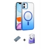 MARSİLYAN™- iPhone 12 Kılıf Ahenk Doku Özel Seri - Siyah Bilvis 5in1 5D Magic Hayalet Cam Ekran Koruyucu + Shine Kamera Lens Koruma Cam - SABE