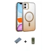 MARSİLYAN™- iPhone 12 Kılıf Ahenk Doku Özel Seri - Siyah Joko Magic 5D Hayalet Cam + Shine Kamera Lens Koruma Cam - GI