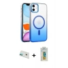 MARSİLYAN™- iPhone 12 Kılıf Ahenk Doku Özel Seri - Siyah Polymer Nano Ekran Koruyucu + Rainbow Kamera Lens Koruma Cam - YL