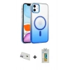 MARSİLYAN™- iPhone 12 Kılıf Ahenk Doku Özel Seri - Siyah Polymer Nano Ekran Koruyucu + Rainbow Kamera Lens Koruma Cam - MR