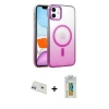 MARSİLYAN™- iPhone 12 Kılıf Ahenk Doku Özel Seri - Siyah Polymer Nano Ekran Koruyucu + Rainbow Kamera Lens Koruma Cam - MR