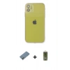 MARSİLYAN™- iPhone 12 Kılıf Ahenk Doku - Siyah Joko Magic 5D Hayalet Cam + Metal Kamera Lens Koruma Cam - AKYL