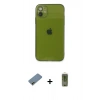 MARSİLYAN™- iPhone 12 Kılıf Ahenk Doku - Siyah Joko Magic 5D Hayalet Cam + Shine Kamera Lens Koruma Cam - GD