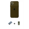 MARSİLYAN™- iPhone 12 Kılıf Ahenk Doku - Siyah Joko Magic 5D Hayalet Cam + Metal Kamera Lens Koruma Cam - KI