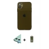 MARSİLYAN™- iPhone 12 Kılıf Ahenk Doku - Siyah Joko Magic 5D Hayalet Cam + Raze Metal Kamera Lens - MI