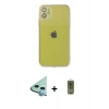 MARSİLYAN™- iPhone 12 Kılıf Ahenk Doku - Siyah Joko Magic 5D Hayalet Cam + Raze Metal Kamera Lens - MI