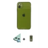 MARSİLYAN™- iPhone 12 Kılıf Ahenk Doku - Siyah Joko Magic 5D Hayalet Cam + Raze Metal Kamera Lens - MI