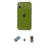 MARSİLYAN™- iPhone 12 Kılıf Ahenk Doku - Siyah Joko Magic 5D Hayalet Cam + Metal Kamera Lens Koruma Cam - MI