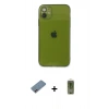MARSİLYAN™- iPhone 12 Kılıf Ahenk Doku - Siyah Joko Magic 5D Hayalet Cam + Shine Kamera Lens Koruma Cam - PE