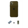 MARSİLYAN™- iPhone 12 Kılıf Ahenk Doku - Siyah Joko Magic 5D Hayalet Cam + Shine Kamera Lens Koruma Cam - PE