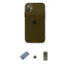 MARSİLYAN™- iPhone 12 Kılıf Ahenk Doku - Siyah Joko Magic 5D Hayalet Cam + Shine Kamera Lens Koruma Cam - SABE