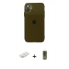 MARSİLYAN™- iPhone 12 Kılıf Ahenk Doku - Siyah Joko Magic 5D Hayalet Cam + Renkli Kamera Lens Koruma Cam - YL