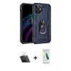 MARSİLYAN™- iPhone 12 Kılıf Ahenk Klasik Koleksiyonu - Şeffaf Pasifik Cam Ekran Koruyucu + Şeffaf Kamera Lens Koruma Cam