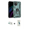 MARSİLYAN™- iPhone 12 Kılıf Ahenk Klasik Koleksiyonu - Şeffaf Pasifik Cam Ekran Koruyucu + Rainbow Kamera Lens Koruma Cam - YL
