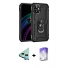 MARSİLYAN™- iPhone 12 Kılıf Ahenk Klasik Koleksiyonu - Siyah Bilvis 5in1 3D Magic Cam Ekran Koruyucu + Raze Metal Kamera Lens - MI