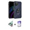 MARSİLYAN™- iPhone 12 Kılıf Ahenk Klasik Koleksiyonu - Siyah Bilvis 5in1 3D Magic Cam Ekran Koruyucu + Raze Metal Kamera Lens - KI