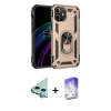MARSİLYAN™- iPhone 12 Kılıf Ahenk Klasik Koleksiyonu - Siyah Bilvis 5in1 3D Magic Cam Ekran Koruyucu + Raze Metal Kamera Lens - MI