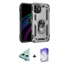 MARSİLYAN™- iPhone 12 Kılıf Ahenk Klasik Koleksiyonu - Siyah Bilvis 5in1 3D Magic Cam Ekran Koruyucu + Raze Metal Kamera Lens - MI