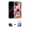 MARSİLYAN™- iPhone 12 Kılıf Ahenk Klasik Koleksiyonu - Siyah Bilvis 5in1 5D Magic Hayalet Cam Ekran Koruyucu + Şeffaf Kamera Lens Koruma Cam