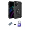 MARSİLYAN™- iPhone 12 Kılıf Ahenk Klasik Koleksiyonu - Siyah Bilvis 5in1 5D Magic Hayalet Cam Ekran Koruyucu + Metal Kamera Lens Koruma Cam - GD