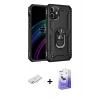 MARSİLYAN™- iPhone 12 Kılıf Ahenk Klasik Koleksiyonu - Siyah Bilvis 5in1 5D Magic Hayalet Cam Ekran Koruyucu + Renkli Kamera Lens Koruma Cam - YL