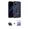 MARSİLYAN™- iPhone 12 Kılıf Ahenk Klasik Koleksiyonu - Siyah Bilvis 5in1 5D Magic Hayalet Cam Ekran Koruyucu + Şeffaf Kamera Lens Koruma Cam
