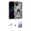 MARSİLYAN™- iPhone 12 Kılıf Ahenk Klasik Koleksiyonu - Siyah Bilvis 5in1 5D Magic Hayalet Cam Ekran Koruyucu + Renkli Kamera Lens Koruma Cam - PE