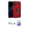 MARSİLYAN™- iPhone 12 Kılıf Ahenk Klasik Koleksiyonu - Siyah Bilvis 5in1 5D Magic Hayalet Cam Ekran Koruyucu + Rainbow Kamera Lens Koruma Cam - YL