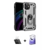 MARSİLYAN™- iPhone 12 Kılıf Ahenk Klasik Koleksiyonu - Siyah Bilvis 5in1 5D Magic Hayalet Cam Ekran Koruyucu + Şeffaf Kamera Lens Koruma Cam