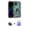 MARSİLYAN™- iPhone 12 Kılıf Ahenk Klasik Koleksiyonu - Siyah Bilvis 5in1 5D Magic Hayalet Cam Ekran Koruyucu + Şeffaf Kamera Lens Koruma Cam