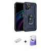 MARSİLYAN™- iPhone 12 Kılıf Ahenk Klasik Koleksiyonu - Siyah Bilvis 5in1 5D Magic Hayalet Cam Ekran Koruyucu + Renkli Kamera Lens Koruma Cam - YL