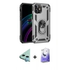 MARSİLYAN™- iPhone 12 Kılıf Ahenk Klasik Koleksiyonu - Siyah Bilvis 5in1 5D Magic Hayalet Cam Ekran Koruyucu + Raze Metal Kamera Lens - MI