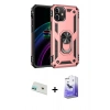 MARSİLYAN™- iPhone 12 Kılıf Ahenk Klasik Koleksiyonu - Siyah Bilvis 5in1 5D Magic Hayalet Cam Ekran Koruyucu + Rainbow Kamera Lens Koruma Cam - YL