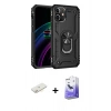 MARSİLYAN™- iPhone 12 Kılıf Ahenk Klasik Koleksiyonu - Siyah Bilvis 5in1 5D Magic Hayalet Cam Ekran Koruyucu + Sarı Renkli Kamera Lens Koruma Cam