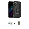 MARSİLYAN™- iPhone 12 Kılıf Ahenk Klasik Koleksiyonu - Siyah Joko Magic 5D Hayalet Cam + Rainbow Kamera Lens Koruma Cam - YL